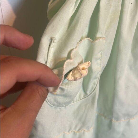 Sears vintage Mint Green Floral Embroidered dress - Picture 3 of 4